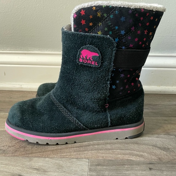 Sorel Youth's Rylee Faux Fur-Lined Waterproof Suede Star Pattern Boots Size 4 - Picture 4 of 8